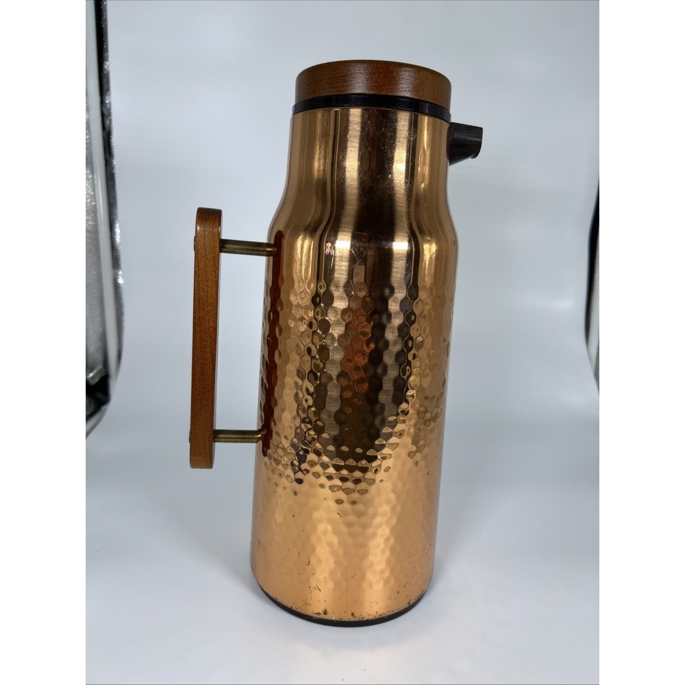 MCM Copper CORNING DESIGNS ZOJIRUSHI 1 LITER Wood Top Carafe Thermos
